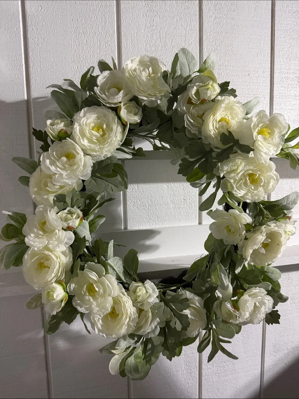 Elegant Cream Floral Wreath for Home Accents